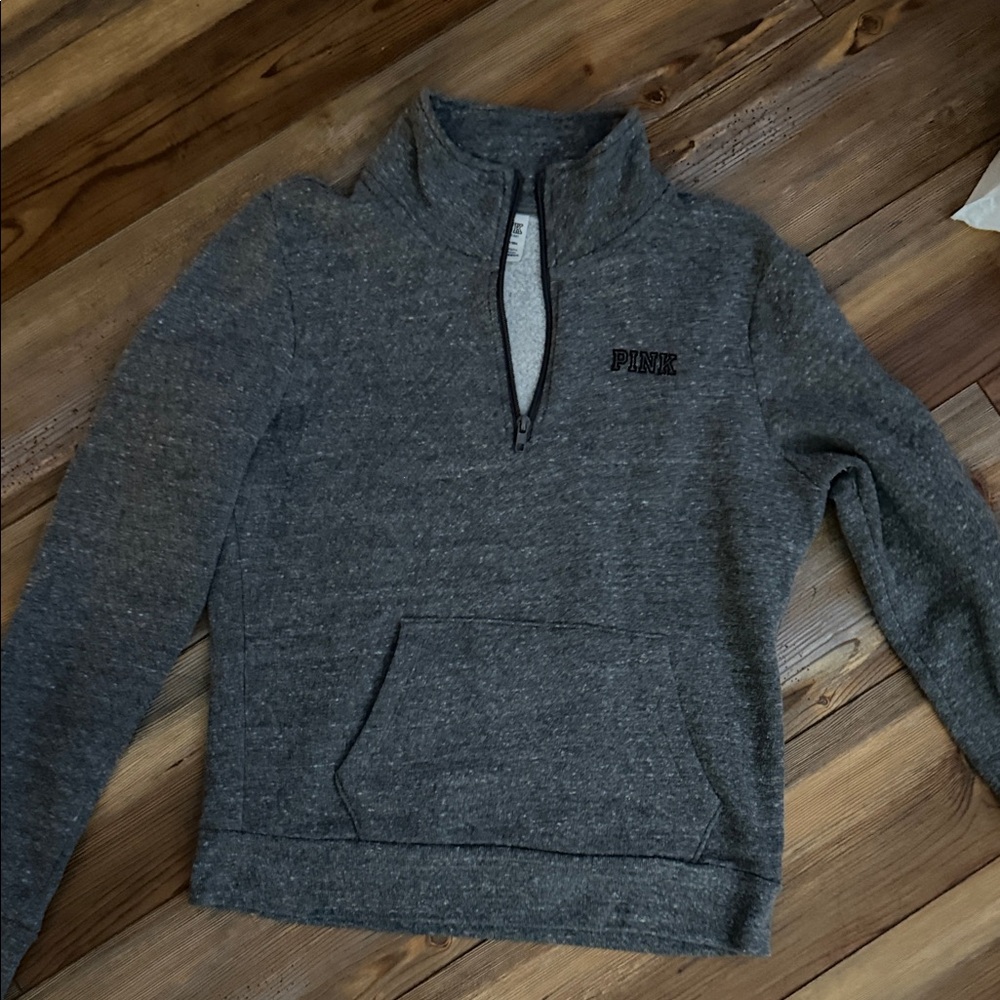 PINK Victoria's Secret Gray Quarter-Zip Women’s Sweater